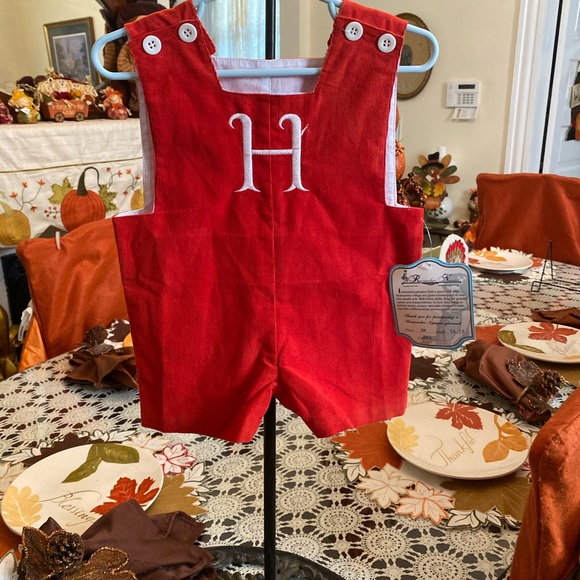 NWT Remember Nguyen Infant Boys Jon Jon size 3 months Monogrammed H - Picture 2 of 16